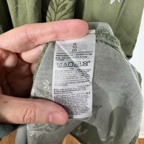 Old Navy Plus Size Dress Women XL Green Floral Pocket Spring Peasant Tiered - Picture 8 of 8
